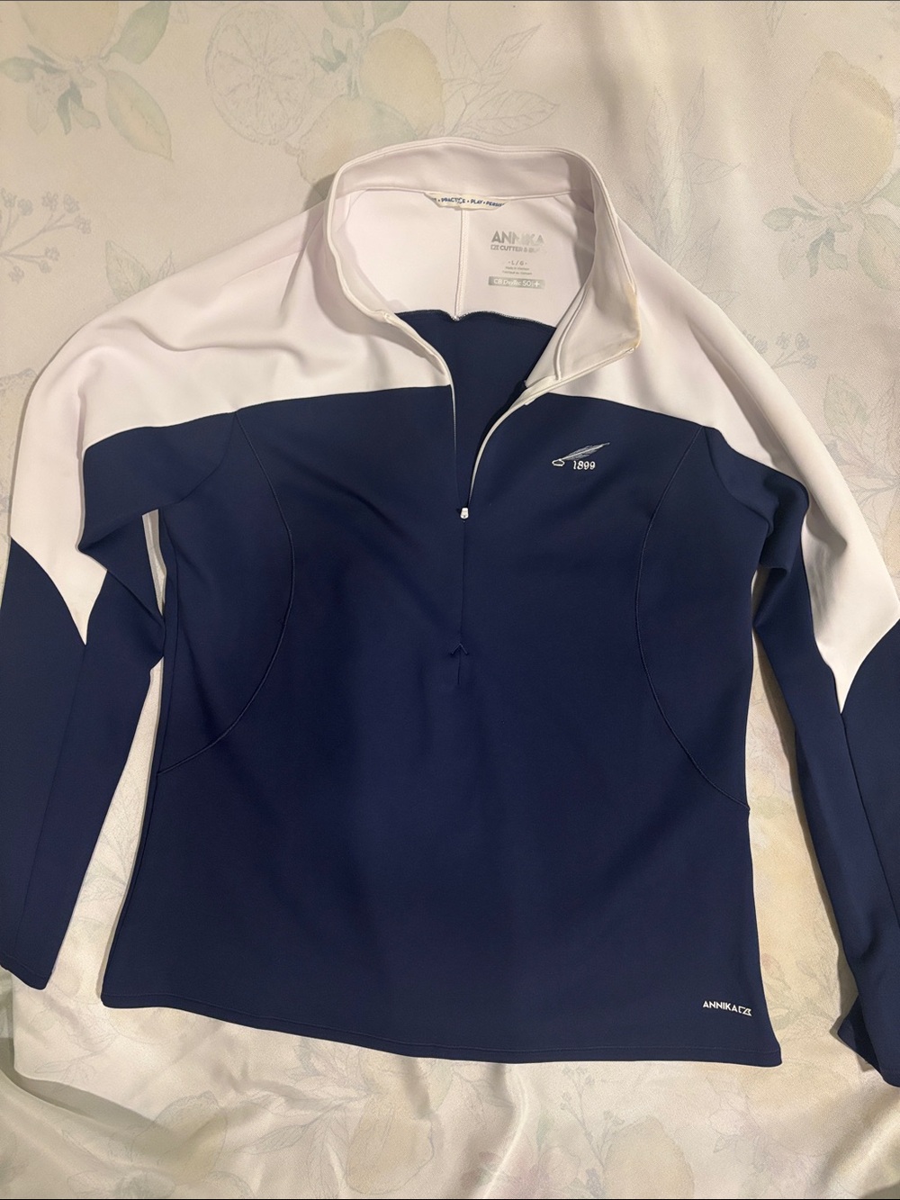 Cutter & Buck Annika Performance Top in White and Navy SPF 50